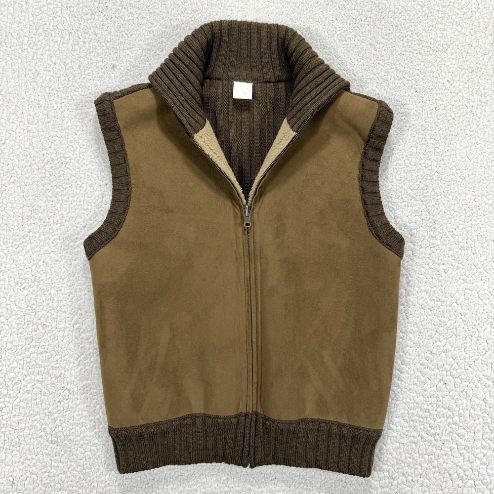 VTG Gap Women's M Merino Wool Faux Suede Sherpa Vest Western Boho Fall Rustic